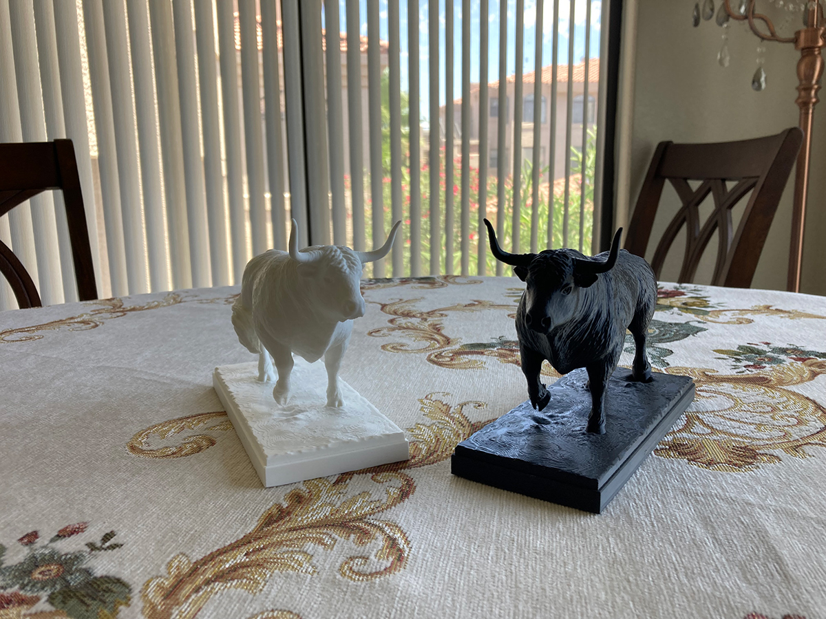 3D Printed Bull Statuette. 3D printing on demand.